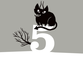 Foto vom Tee Adventkalender Türchen Nummer 5. Auf dem grauem Türchen ist eine schwarze Katze zu sehen. | © SONNENTOR