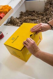 Our sunny yellow shipping boxes let the joy grow! | © SONNENTOR